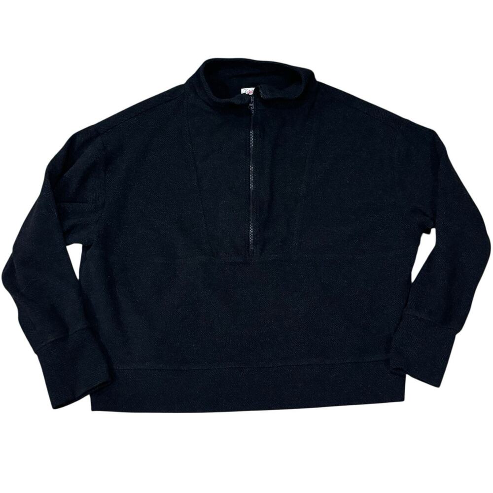 Faherty Legend Black 1/2 Zip Organic Cotton Women's Sweatshirt Size Medium